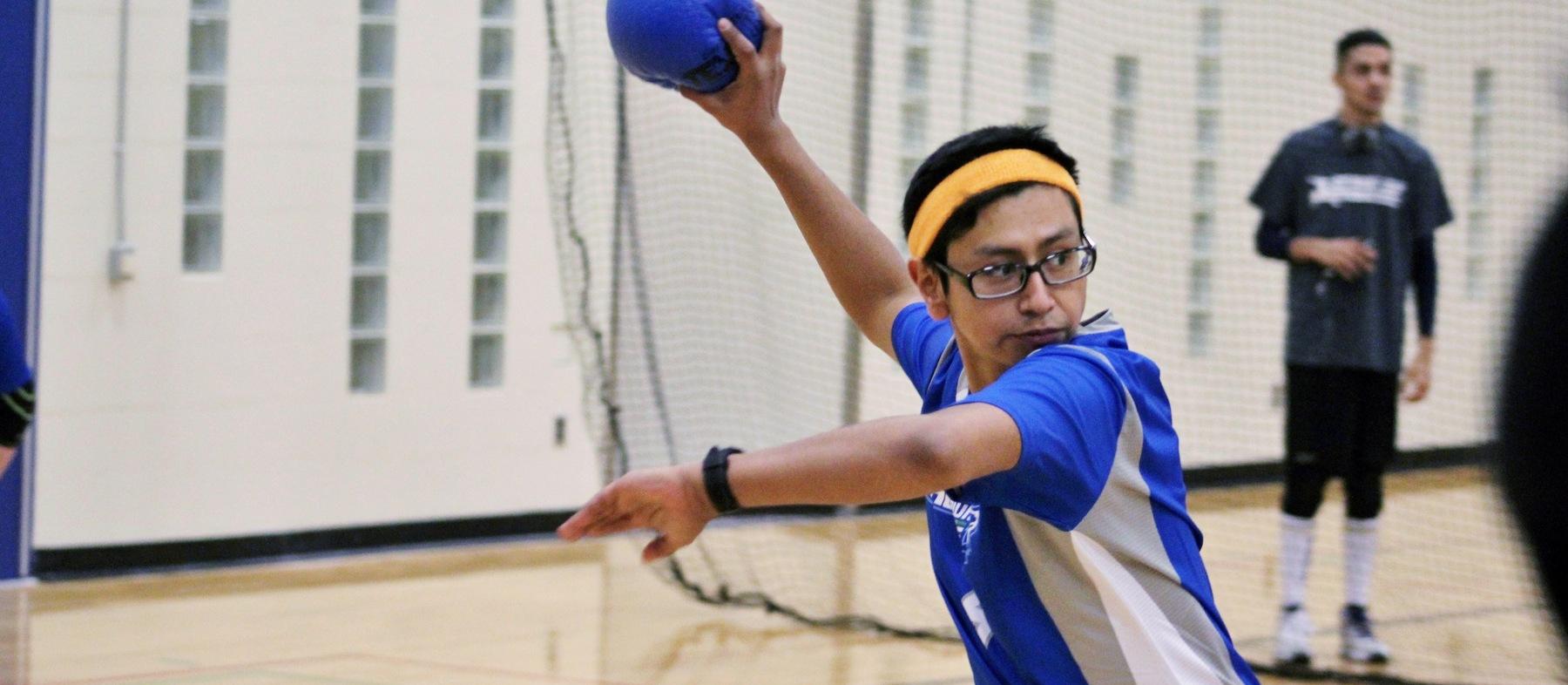 Dodgeball player throwing ball