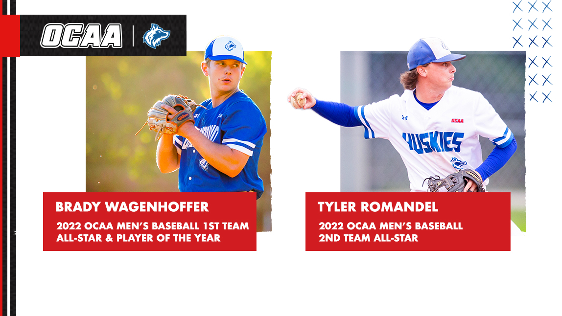 Brady Wagenhoffer 2022 OCAA men's baseball player of the year, 1st team all star. Tyler Romandel, 2022 OCAA men's baseball 2nd team all star.
